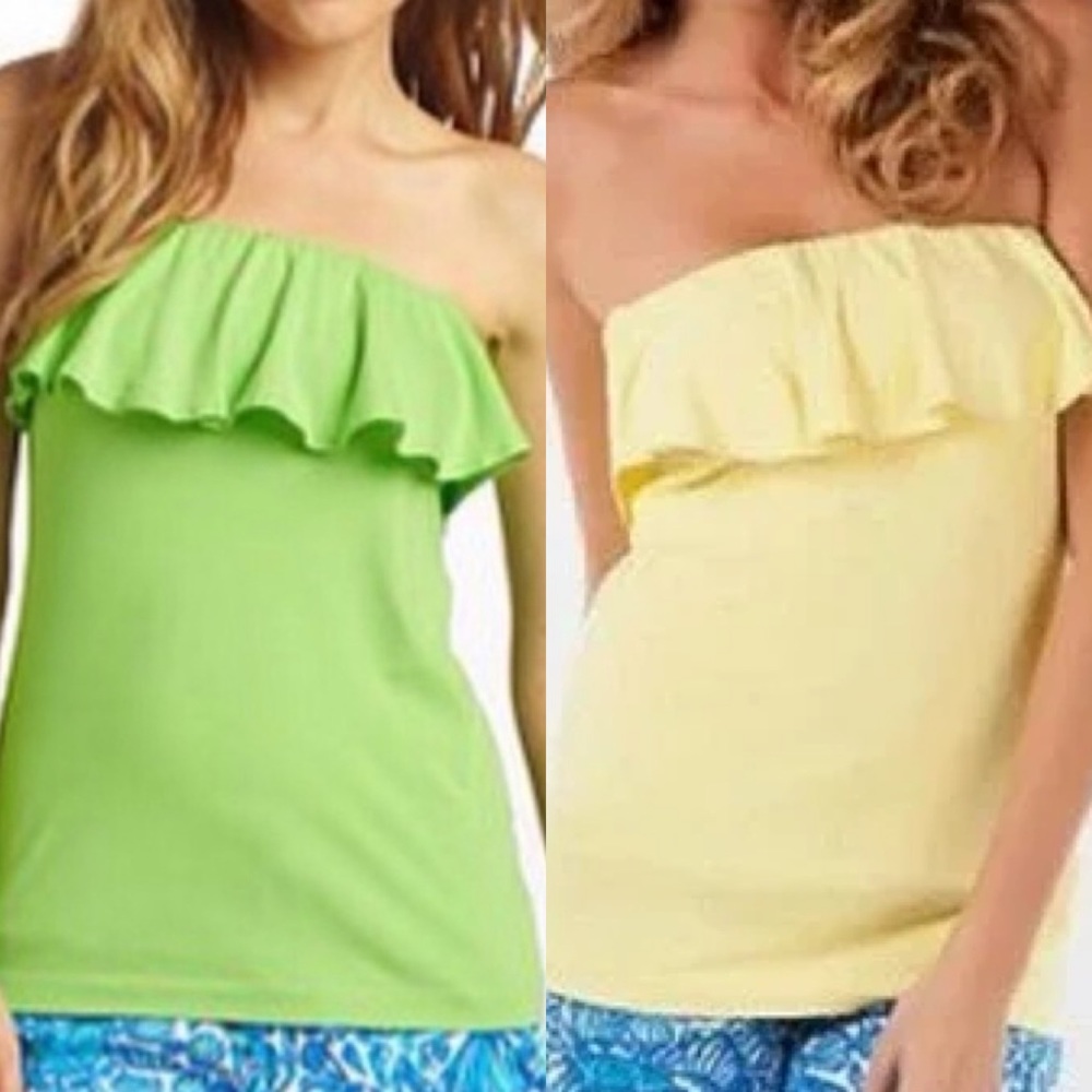 Two - Lily Pulitzer Ruffle Tube Top Bundle - yellow and green